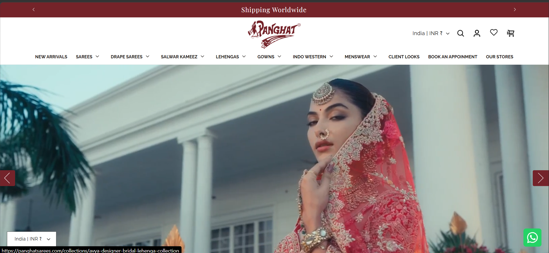 Panghat Sarees website preview